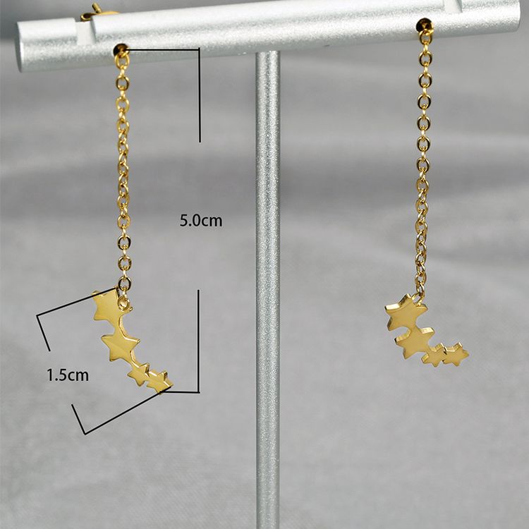 Gold Personalized Titanium Steel Star Women's Earrings | EaseWholesale 3