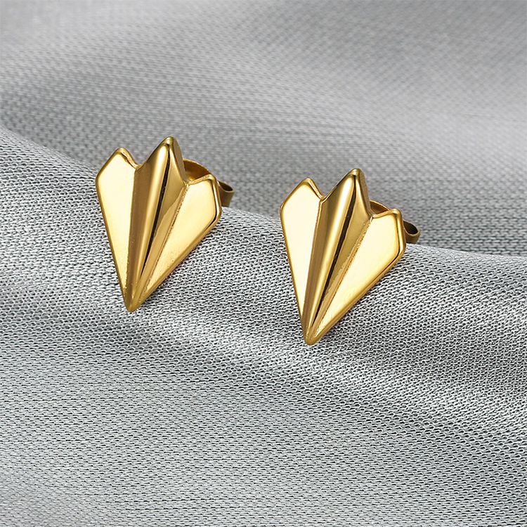 Fashion airplane titanium steel earrings for women earrings18k gold plated | EaseWholesale 0