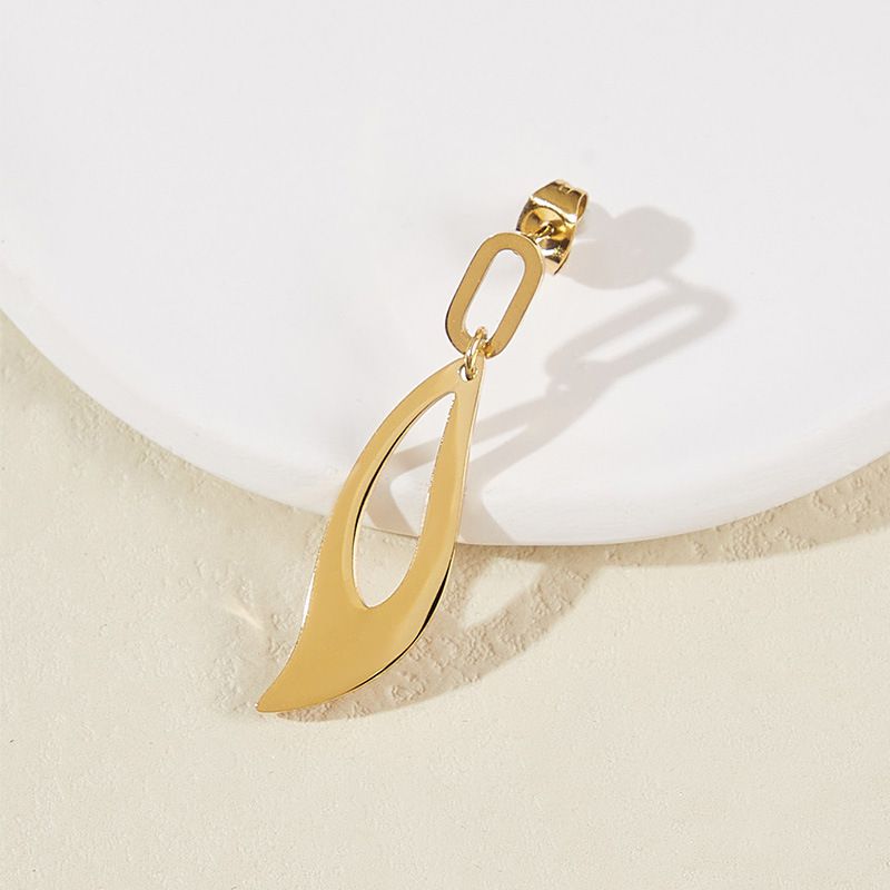 Fashion Leaf Ladies Earrings Titanium Steel Plated 18k Gold | EaseWholesale 3