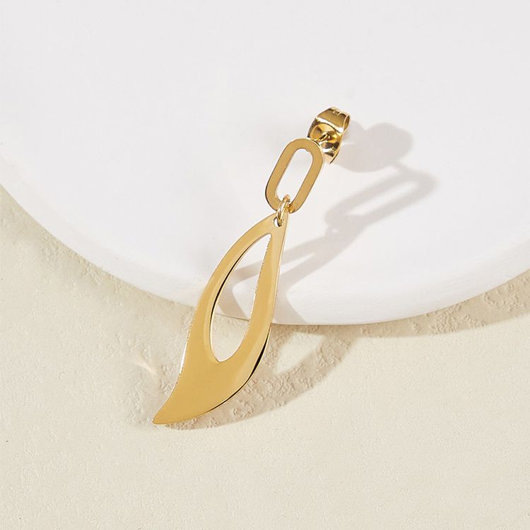 Fashion Leaf Ladies Earrings Titanium Steel Plated 18k Gold | EaseWholesale 3