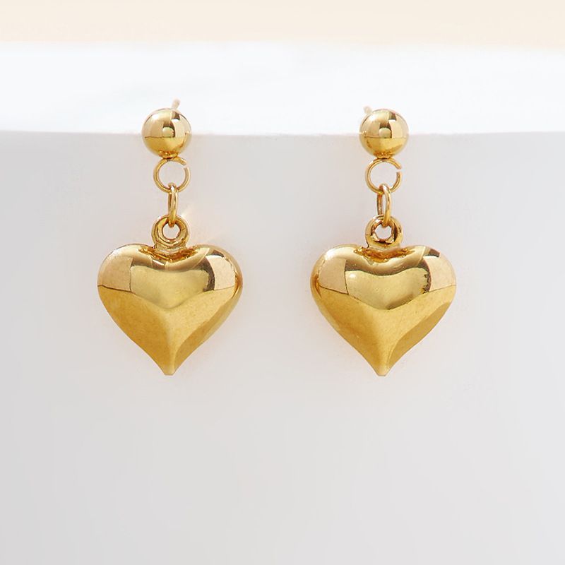 Fashion Gold Plated Love Heart Women's Stainless Steel Earrings | EaseWholesale 0