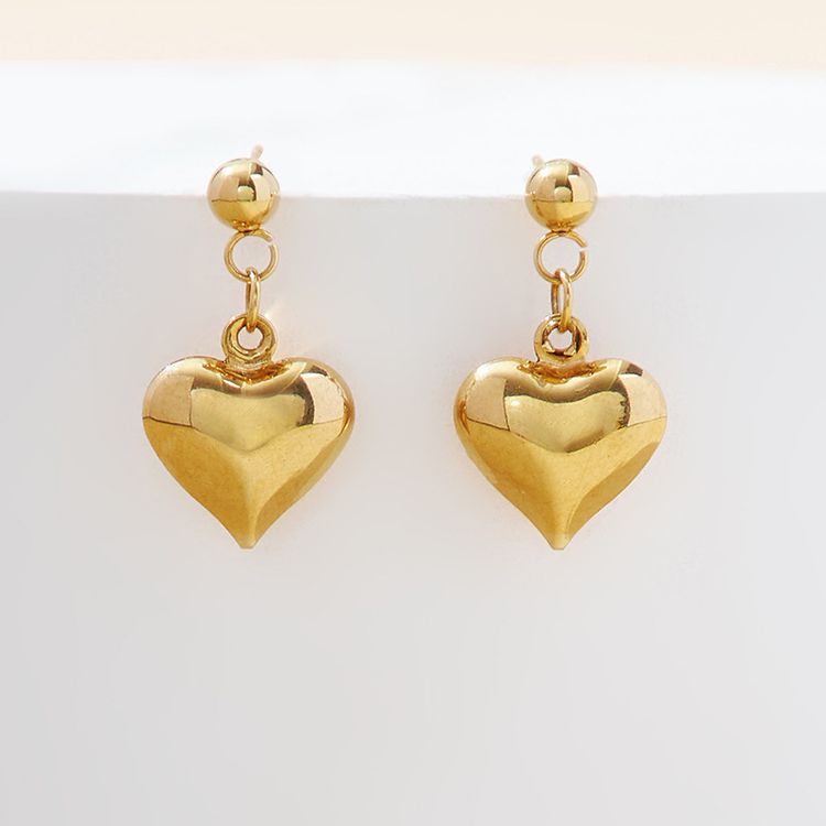 Fashion Gold Plated Love Heart Women's Stainless Steel Earrings | EaseWholesale