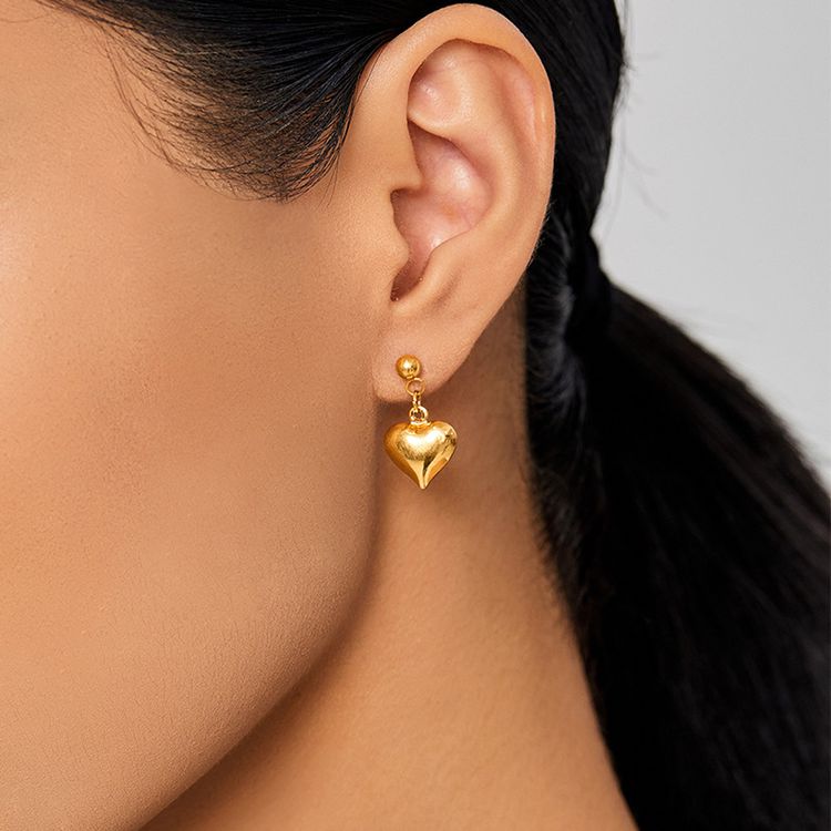 Fashion Gold Plated Love Heart Women's Stainless Steel Earrings | EaseWholesale