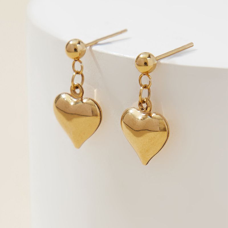 Fashion Gold Plated Love Heart Women's Stainless Steel Earrings | EaseWholesale 2