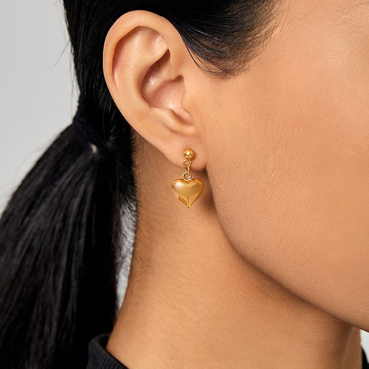 Fashion Gold Plated Love Heart Women's Stainless Steel Earrings | EaseWholesale 3