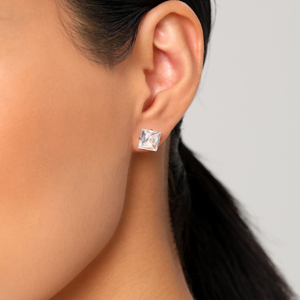 Explosive square zirconia titanium steel earrings wholesale | EaseWholesale 1 Explosive square zirconia titanium steel earrings wholesale | EaseWholesale 1