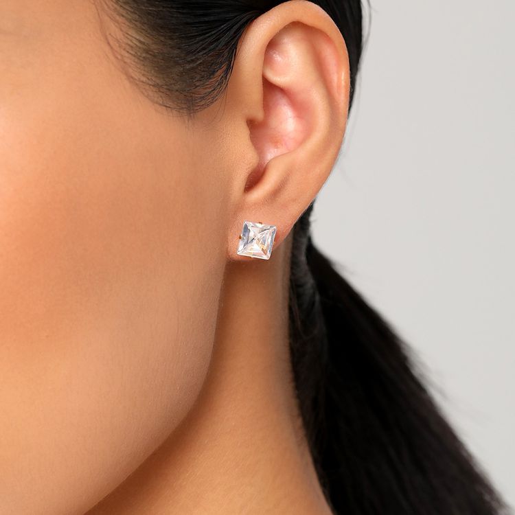 Explosive square zirconia titanium steel earrings wholesale | EaseWholesale 1 Explosive square zirconia titanium steel earrings wholesale | EaseWholesale 1