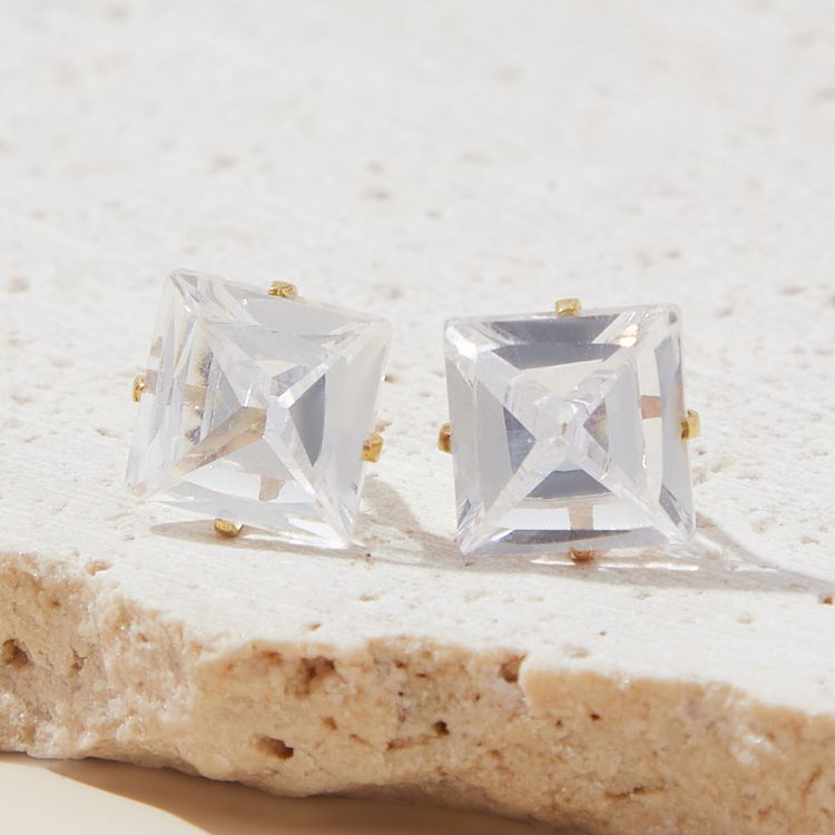 Explosive square zirconia titanium steel earrings wholesale | EaseWholesale 2 Explosive square zirconia titanium steel earrings wholesale | EaseWholesale 2