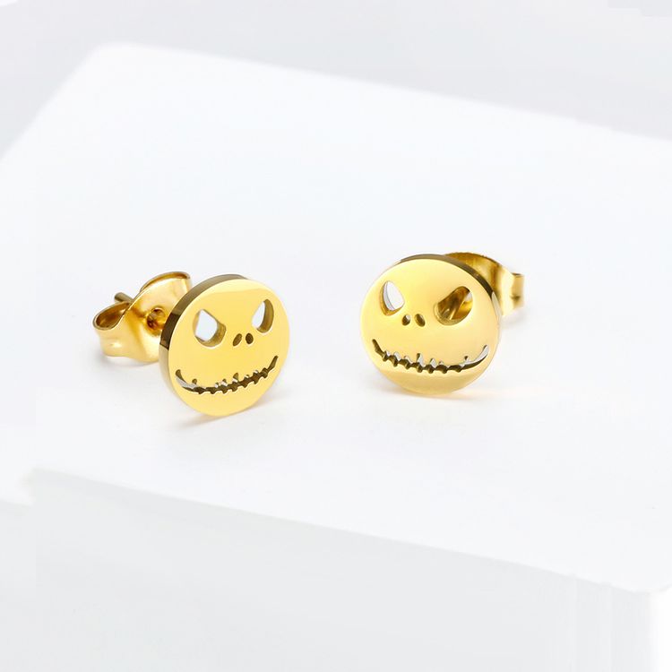 Japan South Korea punk funny ghost face skull titanium steel earrings Halloween | EaseWholesale 1 Japan South Korea punk funny ghost face skull titanium steel earrings Halloween | EaseWholesale 1
