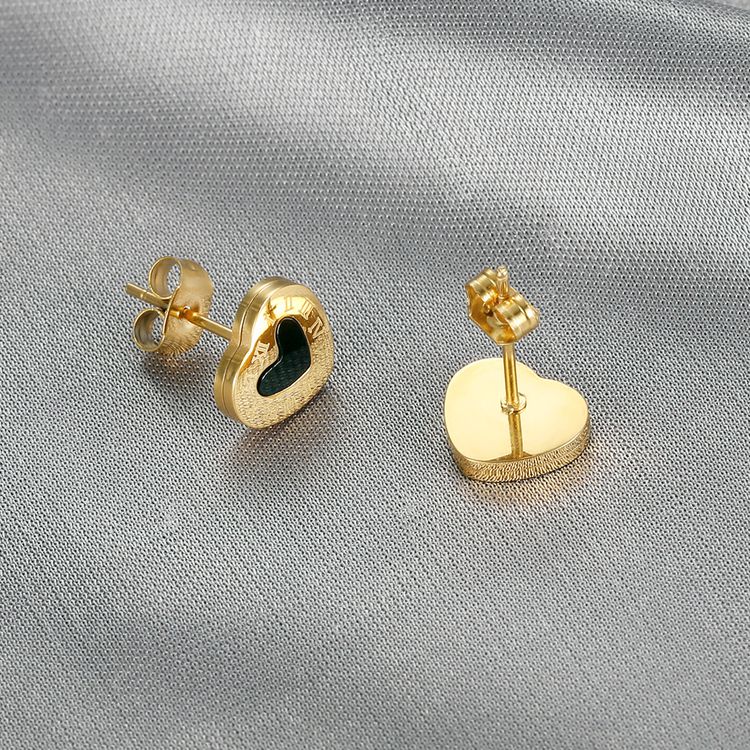 Stylish Titanium Roman Numeral Black Heart Stud Earrings | EaseWholesale 2 Stylish Titanium Roman Numeral Black Heart Stud Earrings | EaseWholesale 2