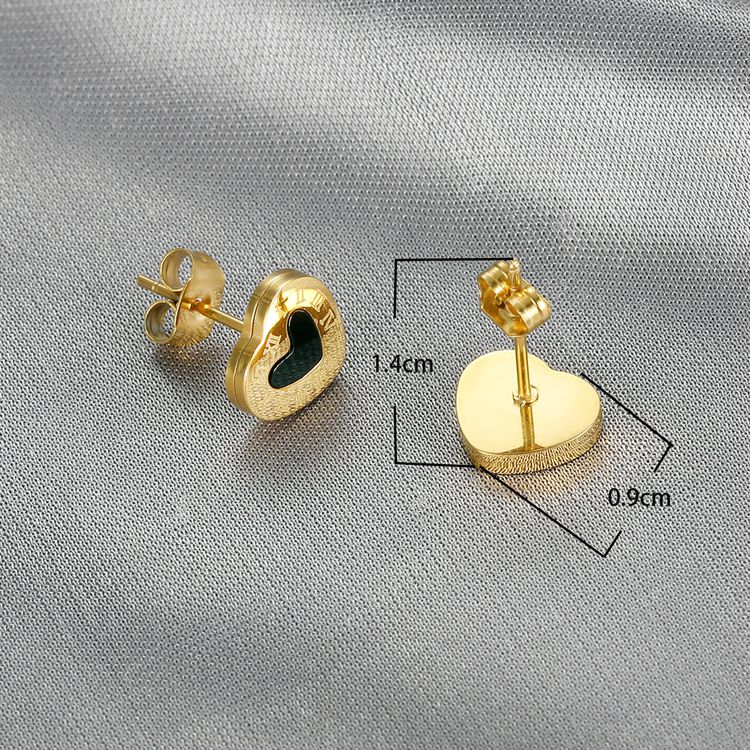 Stylish Titanium Roman Numeral Black Heart Stud Earrings | EaseWholesale 3 Stylish Titanium Roman Numeral Black Heart Stud Earrings | EaseWholesale 3