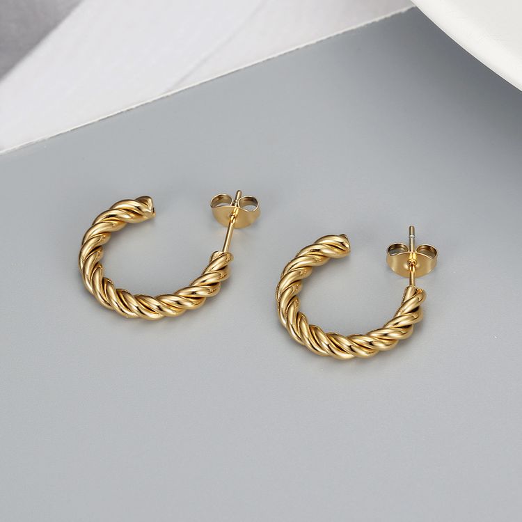 Wholesale Stylish Titanium Stainless Steel Earrings C-Shaped Twisted | EaseWholesale