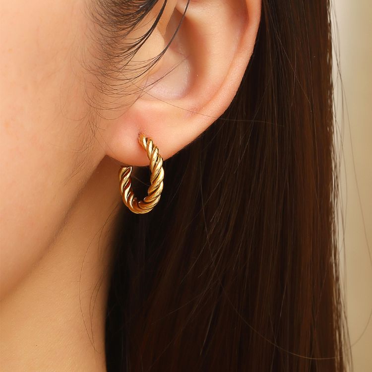 Wholesale Stylish Titanium Stainless Steel Earrings C-Shaped Twisted | EaseWholesale