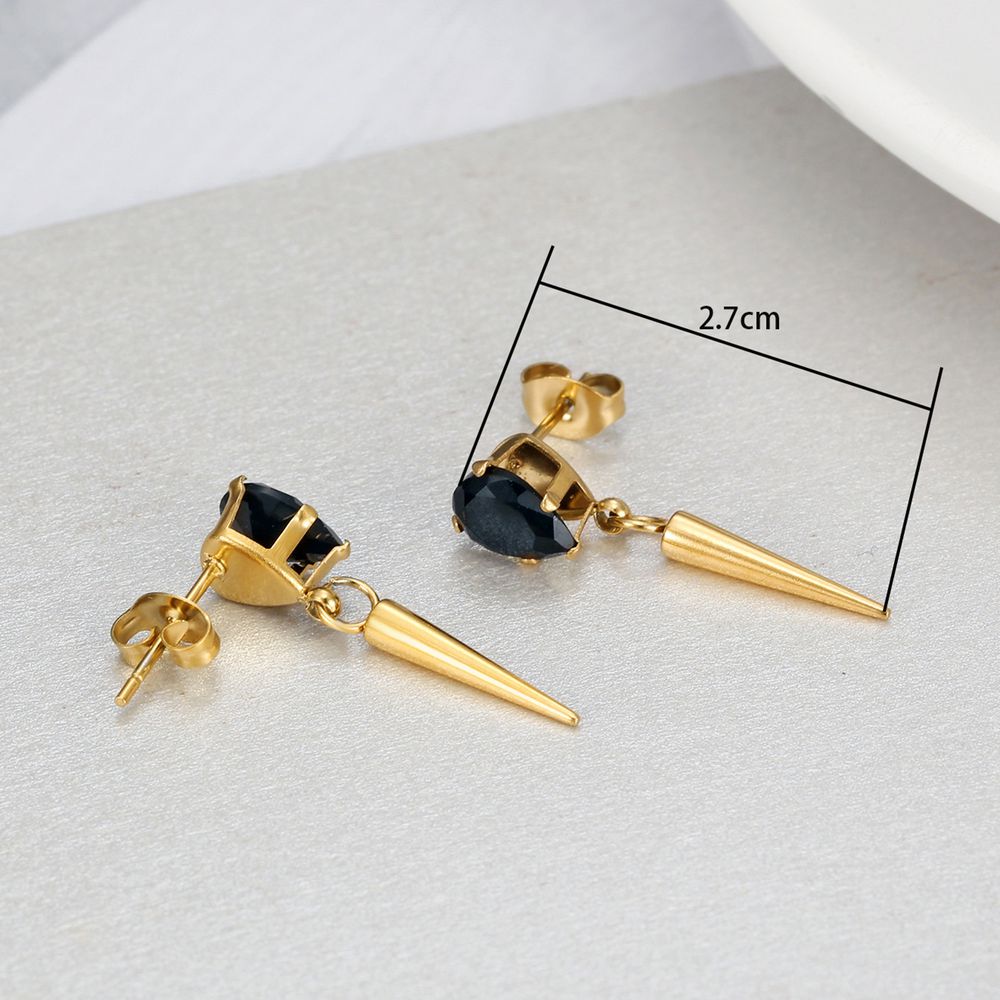 Creative Women's Titanium Steel Tapered Black Zirconia Drop Earrings Dark Hip Hop Style | EaseWholesale 3 Creative Women's Titanium Steel Tapered Black Zirconia Drop Earrings Dark Hip Hop Style | EaseWholesale 3
