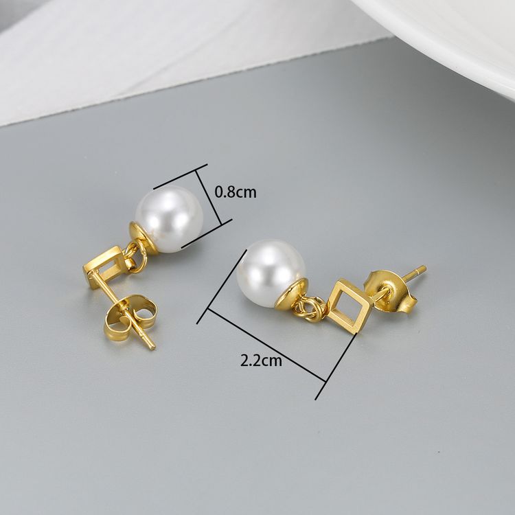 Square Artificial Pearl Dangle Stainless Steel 18k Gold Plated Earrings | EaseWholesale 4 Square Artificial Pearl Dangle Stainless Steel 18k Gold Plated Earrings | EaseWholesale 4