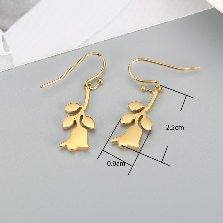 Gentle Gold Rose Wholesale Stainless Steel Dangle Earring | EaseWholesale 2