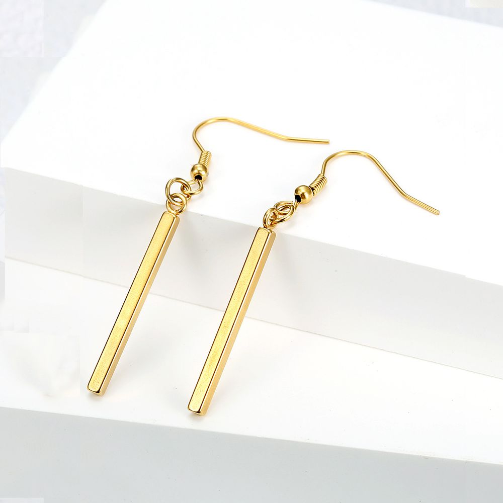 Wholesale Vertical bar titanium steel geometric long earrings | EaseWholesale 0