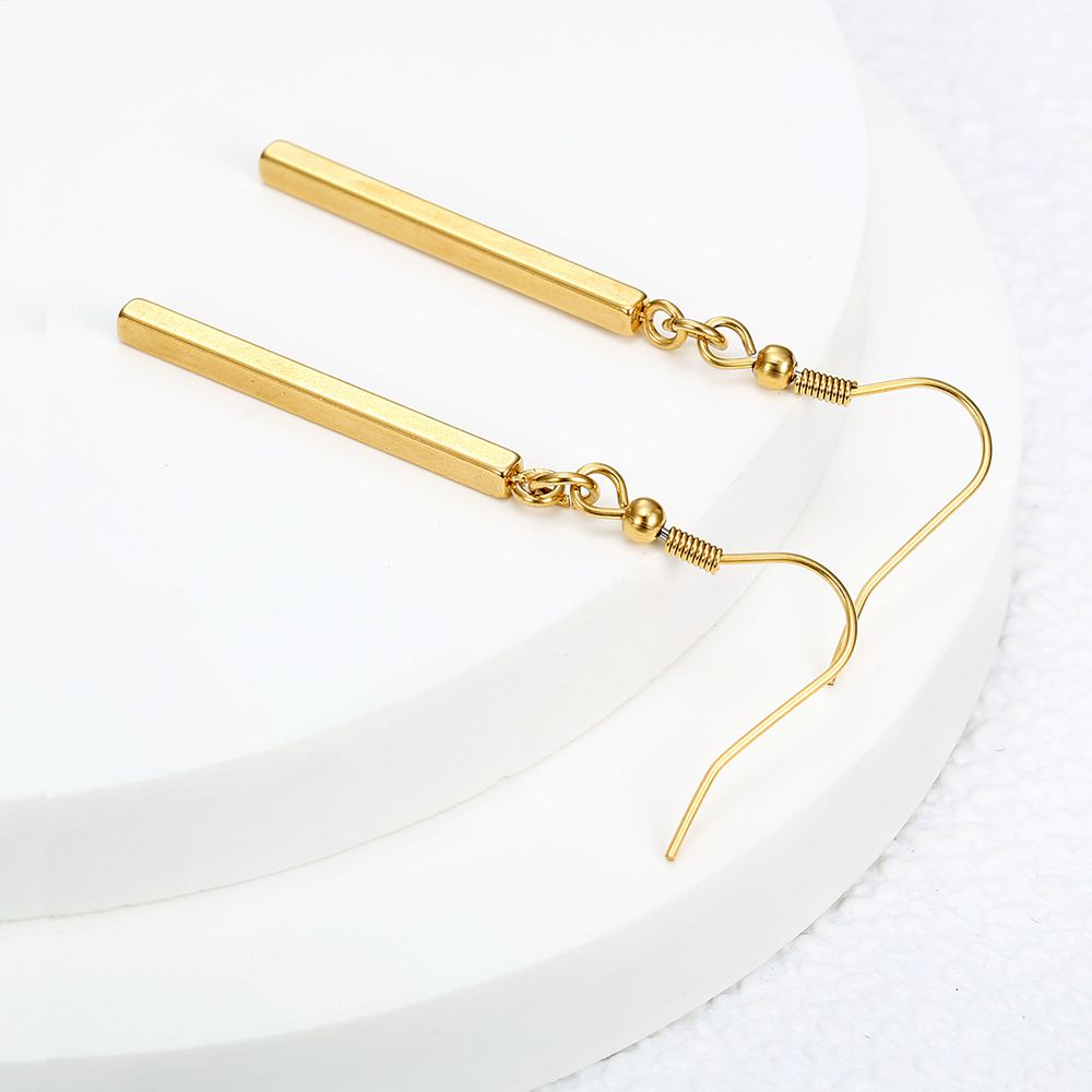 Wholesale Vertical bar titanium steel geometric long earrings | EaseWholesale 1