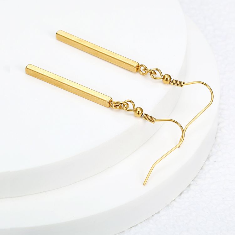 Wholesale Vertical bar titanium steel geometric long earrings | EaseWholesale 1
