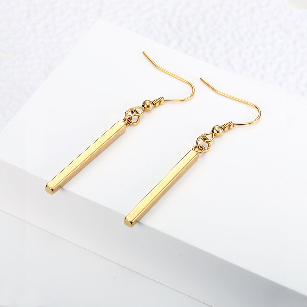 Wholesale Vertical bar titanium steel geometric long earrings | EaseWholesale 2