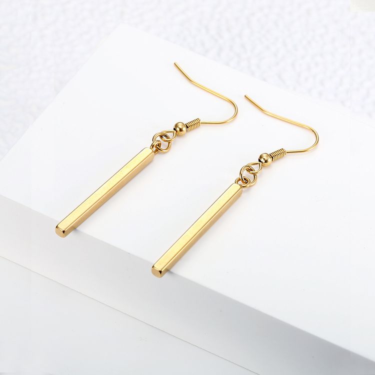 Wholesale Vertical bar titanium steel geometric long earrings | EaseWholesale 2