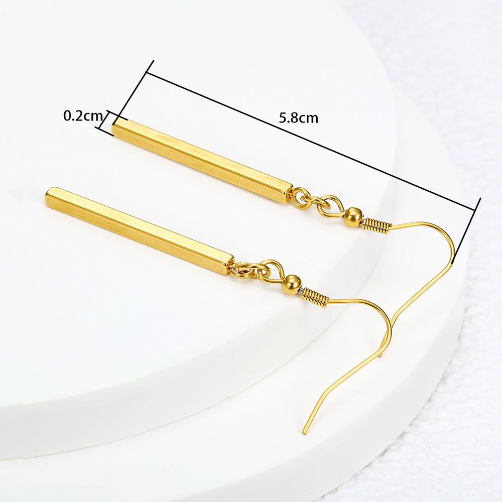 Wholesale Vertical bar titanium steel geometric long earrings | EaseWholesale 3