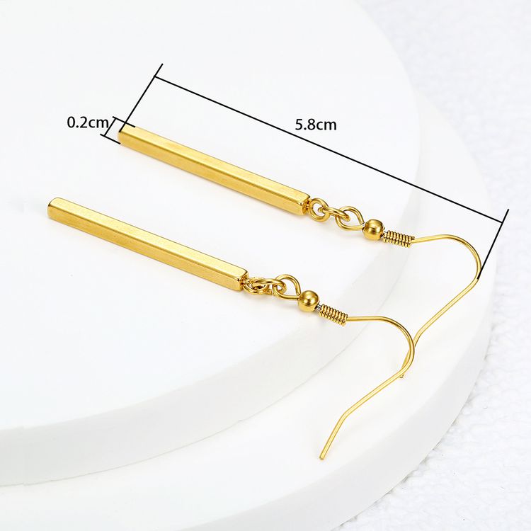 Wholesale Vertical bar titanium steel geometric long earrings | EaseWholesale 3