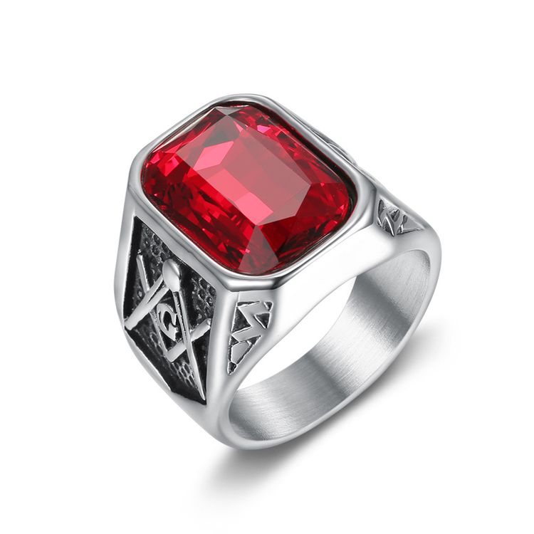 Fashion Ruby Ring Hip Hop Street Men's Titanium Steel Ring | EaseWholesale 1 Fashion Ruby Ring Hip Hop Street Men's Titanium Steel Ring | EaseWholesale 1