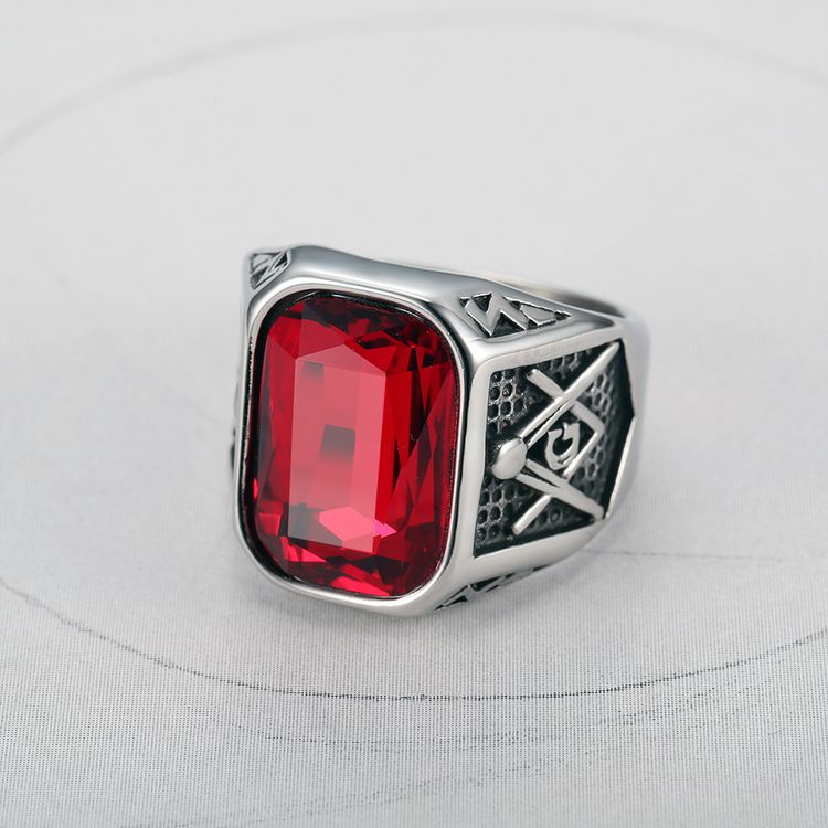 Fashion Ruby Ring Hip Hop Street Men's Titanium Steel Ring | EaseWholesale 5 Fashion Ruby Ring Hip Hop Street Men's Titanium Steel Ring | EaseWholesale 5