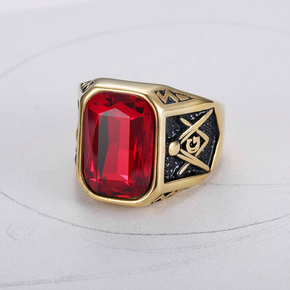 Fashion Ruby Ring Hip Hop Street Men's Titanium Steel Ring | EaseWholesale 8 Fashion Ruby Ring Hip Hop Street Men's Titanium Steel Ring | EaseWholesale 8