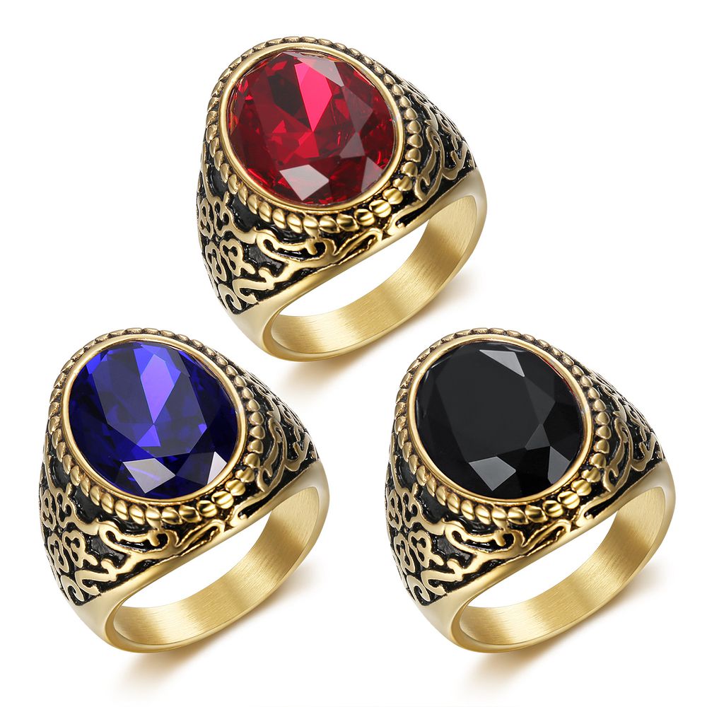 Fashion Cubic Zirconia Gemstone Ring Titanium Steel Men's Ring Gift | EaseWholesale 0