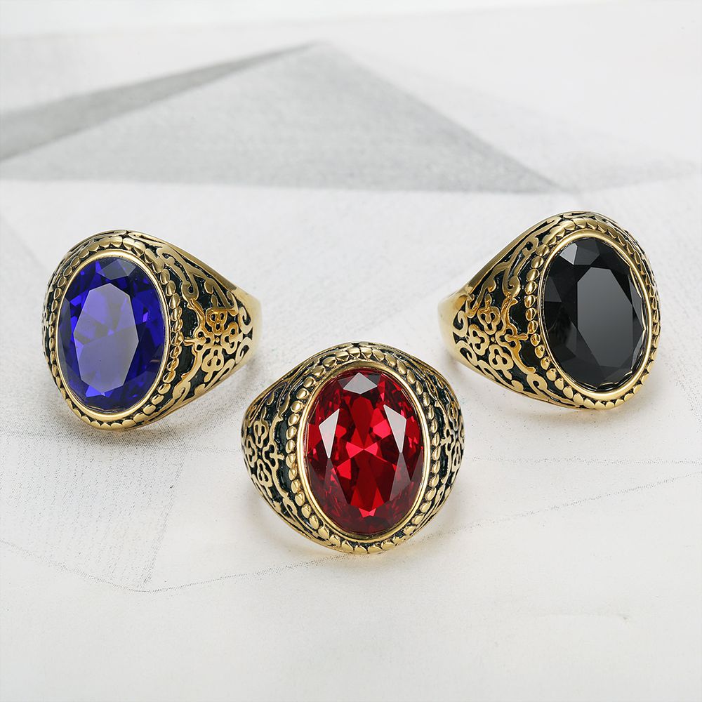 Fashion Cubic Zirconia Gemstone Ring Titanium Steel Men's Ring Gift | EaseWholesale 1