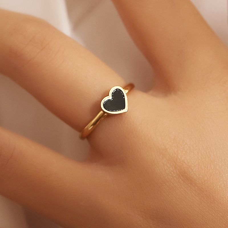 Wholesale Black Heart Titanium Ring Women's Ring | EaseWholesale 1 Wholesale Black Heart Titanium Ring Women's Ring | EaseWholesale 1