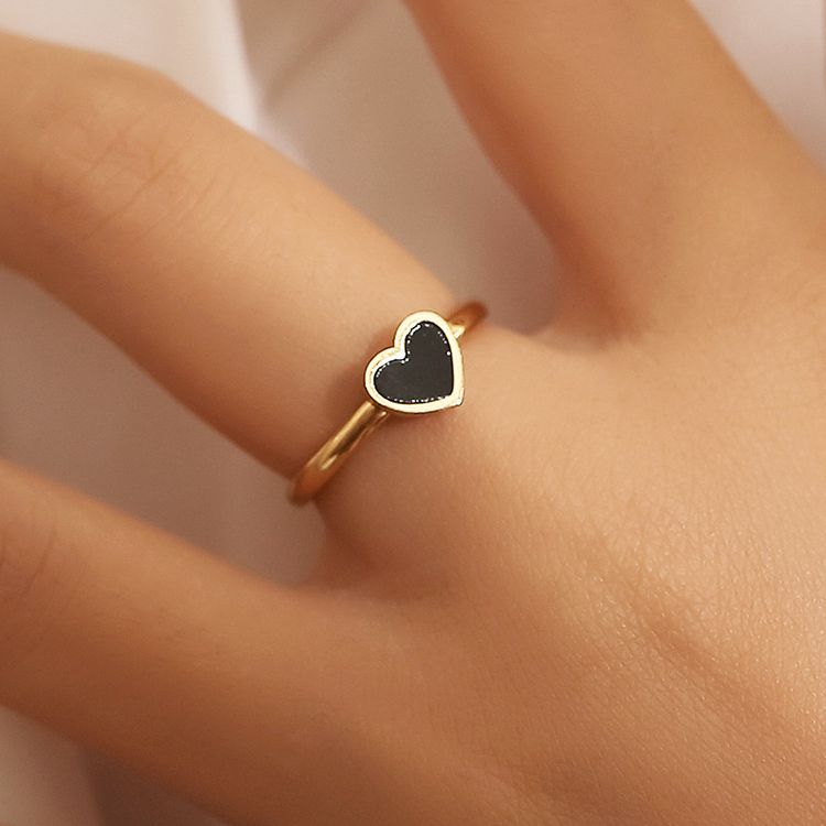 Wholesale Black Heart Titanium Ring Women's Ring | EaseWholesale 1 Wholesale Black Heart Titanium Ring Women's Ring | EaseWholesale 1