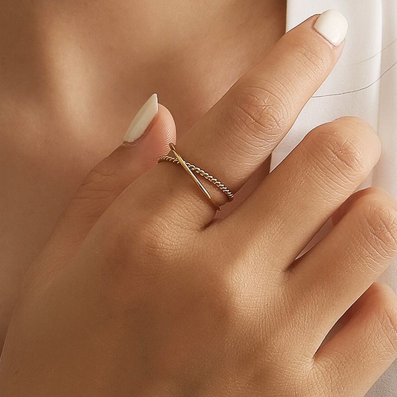 Twisted Double Ring Fashion Women's Titanium Stainless Steel Ring | EaseWholesale 1 Twisted Double Ring Fashion Women's Titanium Stainless Steel Ring | EaseWholesale 1