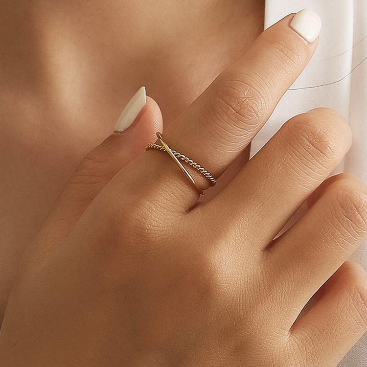 Twisted Double Ring Fashion Women's Titanium Stainless Steel Ring | EaseWholesale 1 Twisted Double Ring Fashion Women's Titanium Stainless Steel Ring | EaseWholesale 1