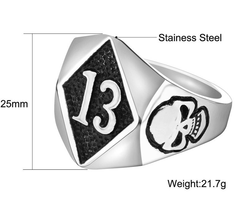 Wholesale Skull Titanium Men's Ring Number 13 Index Finger Ring | EaseWholesale 4