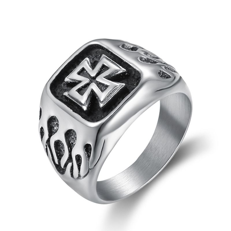Punk Men's Bully Vintage Cross Titanium Steel Ring Rock and Roll Hipsters | EaseWholesale 0 Punk Men's Bully Vintage Cross Titanium Steel Ring Rock and Roll Hipsters | EaseWholesale 0