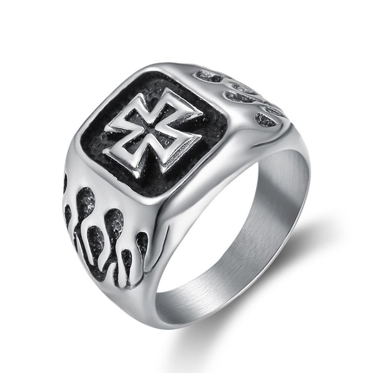 Punk Men's Bully Vintage Cross Titanium Steel Ring Rock and Roll Hipsters | EaseWholesale 0 Punk Men's Bully Vintage Cross Titanium Steel Ring Rock and Roll Hipsters | EaseWholesale 0