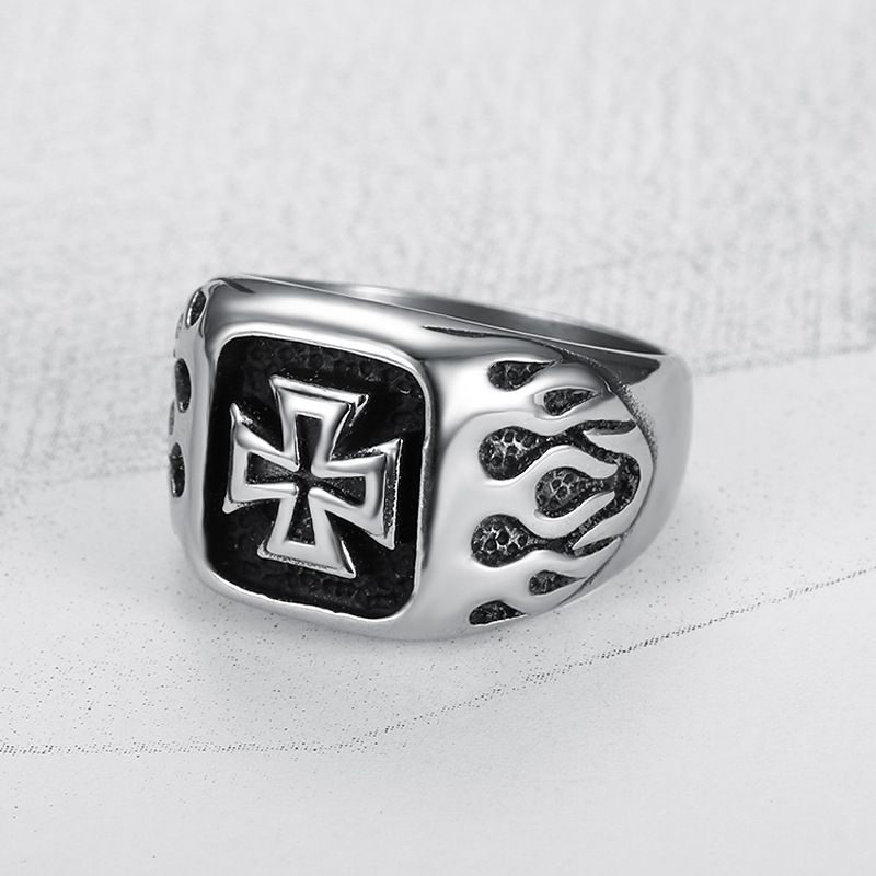 Punk Men's Bully Vintage Cross Titanium Steel Ring Rock and Roll Hipsters | EaseWholesale 2 Punk Men's Bully Vintage Cross Titanium Steel Ring Rock and Roll Hipsters | EaseWholesale 2