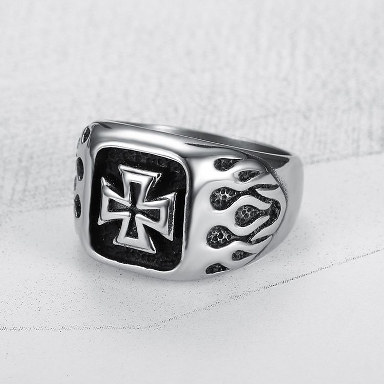Punk Men's Bully Vintage Cross Titanium Steel Ring Rock and Roll Hipsters | EaseWholesale 2 Punk Men's Bully Vintage Cross Titanium Steel Ring Rock and Roll Hipsters | EaseWholesale 2
