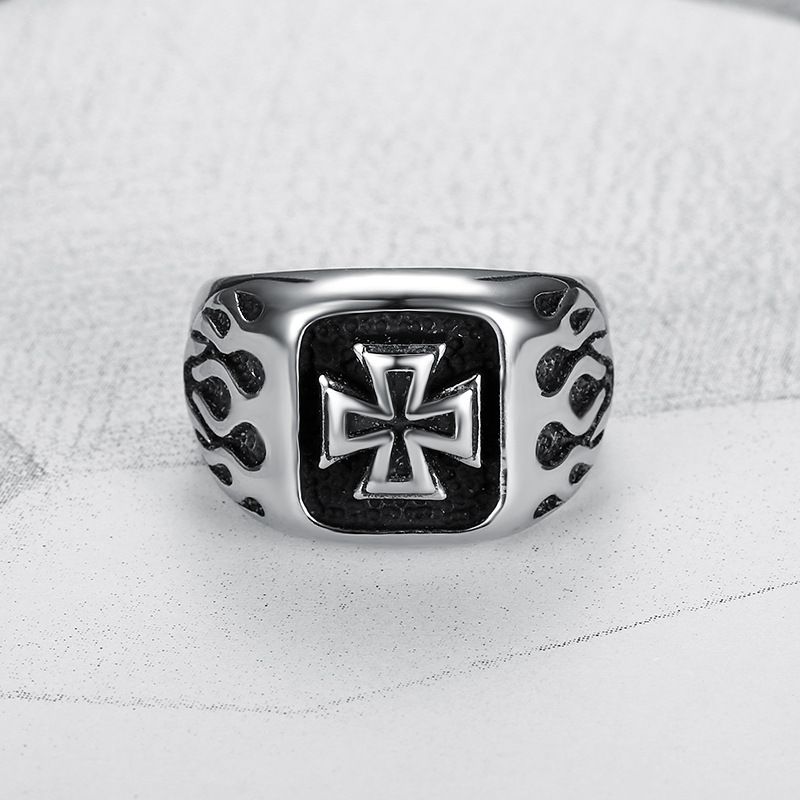 Punk Men's Bully Vintage Cross Titanium Steel Ring Rock and Roll Hipsters | EaseWholesale 3 Punk Men's Bully Vintage Cross Titanium Steel Ring Rock and Roll Hipsters | EaseWholesale 3