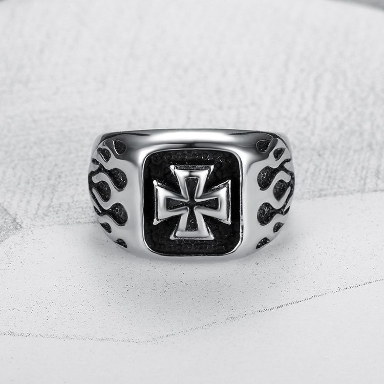 Punk Men's Bully Vintage Cross Titanium Steel Ring Rock and Roll Hipsters | EaseWholesale 3 Punk Men's Bully Vintage Cross Titanium Steel Ring Rock and Roll Hipsters | EaseWholesale 3