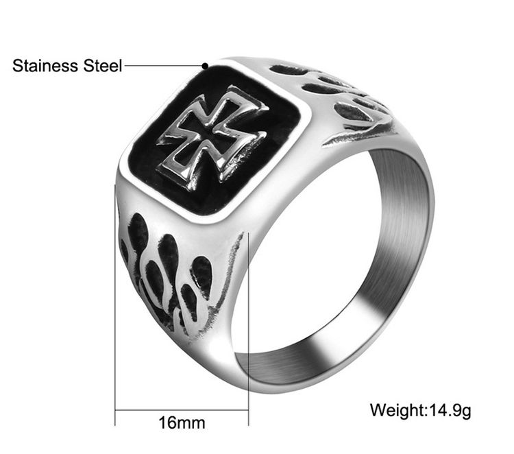 Punk Men's Bully Vintage Cross Titanium Steel Ring Rock and Roll Hipsters | EaseWholesale 4 Punk Men's Bully Vintage Cross Titanium Steel Ring Rock and Roll Hipsters | EaseWholesale 4