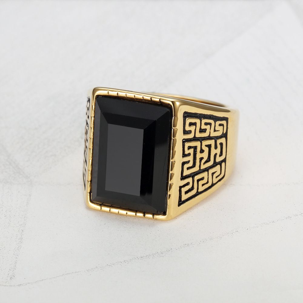 Hip Hop Punk Retro 18K Genuine Gold Plated CZ Titanium Steel Men's Rings | EaseWholesale 2 Hip Hop Punk Retro 18K Genuine Gold Plated CZ Titanium Steel Men's Rings | EaseWholesale 2