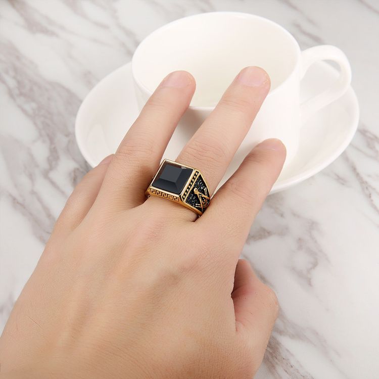 Wholesale Vintage Stainless Steel Ring with Onyx for Men | EaseWholesale 3 Wholesale Vintage Stainless Steel Ring with Onyx for Men | EaseWholesale 3