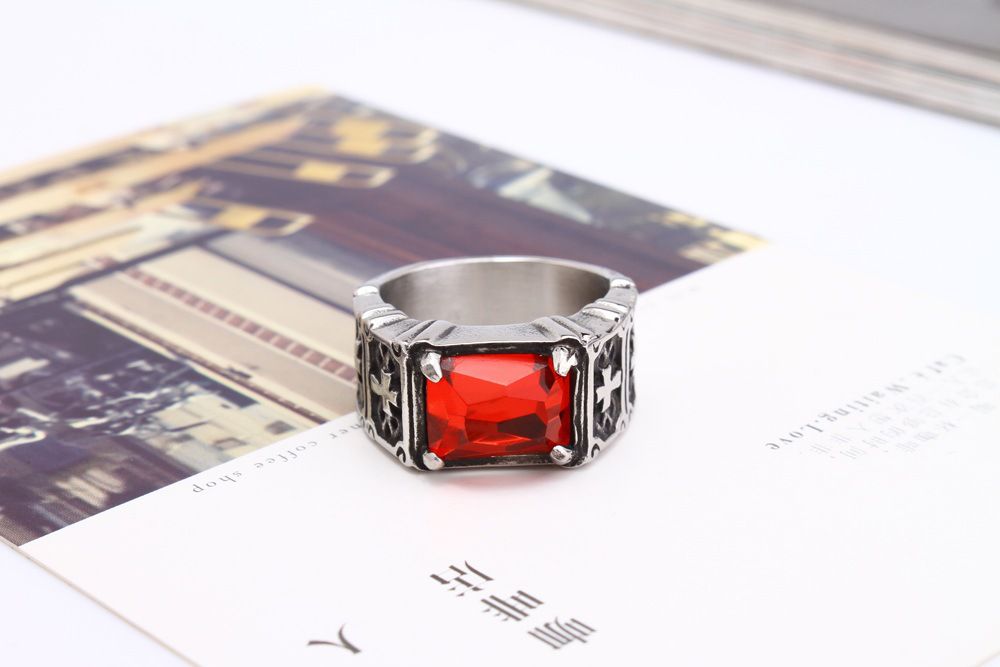 Titanium Steel Cross Ring Gothic Hipster with Ruby Glory Ring | EaseWholesale 1 Titanium Steel Cross Ring Gothic Hipster with Ruby Glory Ring | EaseWholesale 1