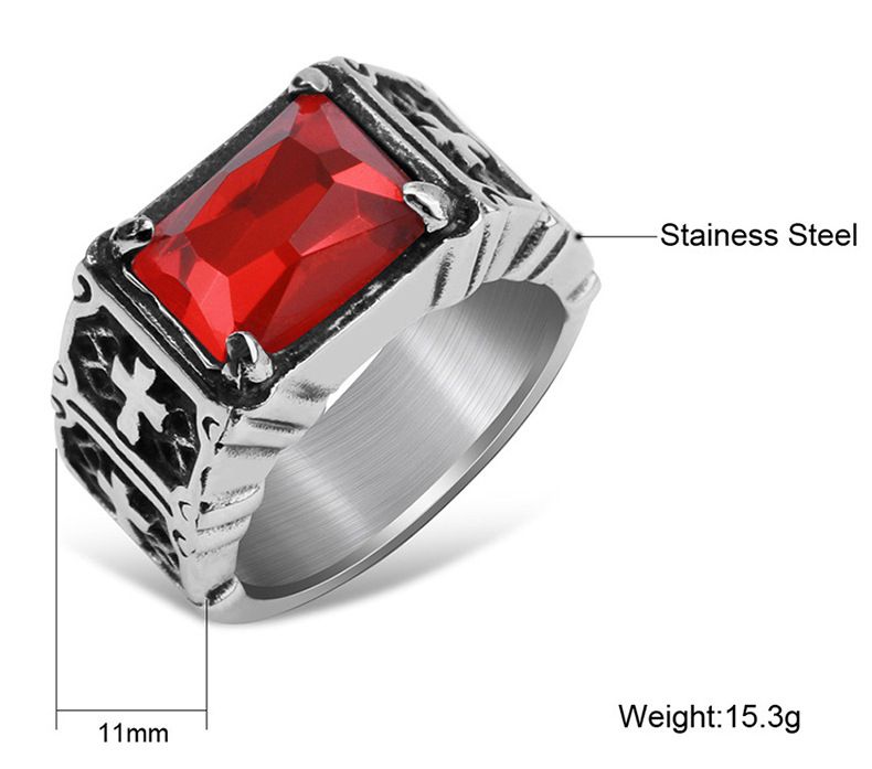Titanium Steel Cross Ring Gothic Hipster with Ruby Glory Ring | EaseWholesale 2 Titanium Steel Cross Ring Gothic Hipster with Ruby Glory Ring | EaseWholesale 2