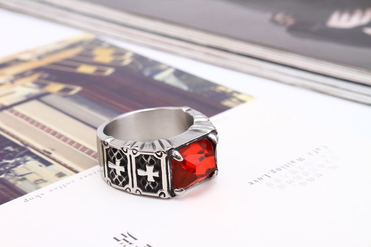 Titanium Steel Cross Ring Gothic Hipster with Ruby Glory Ring | EaseWholesale 3 Titanium Steel Cross Ring Gothic Hipster with Ruby Glory Ring | EaseWholesale 3