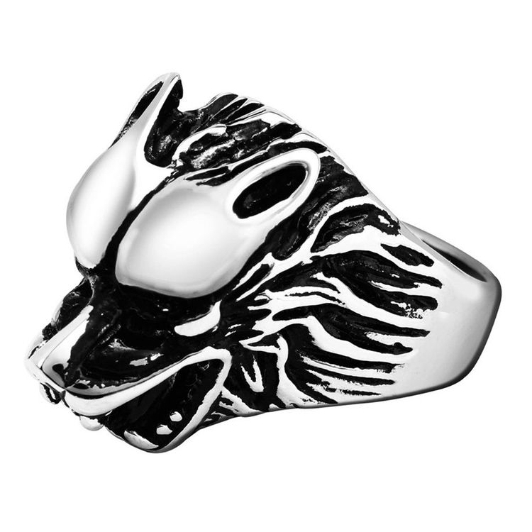 Titanium steel ring men's retro wolf head ring Wholesale | EaseWholesale